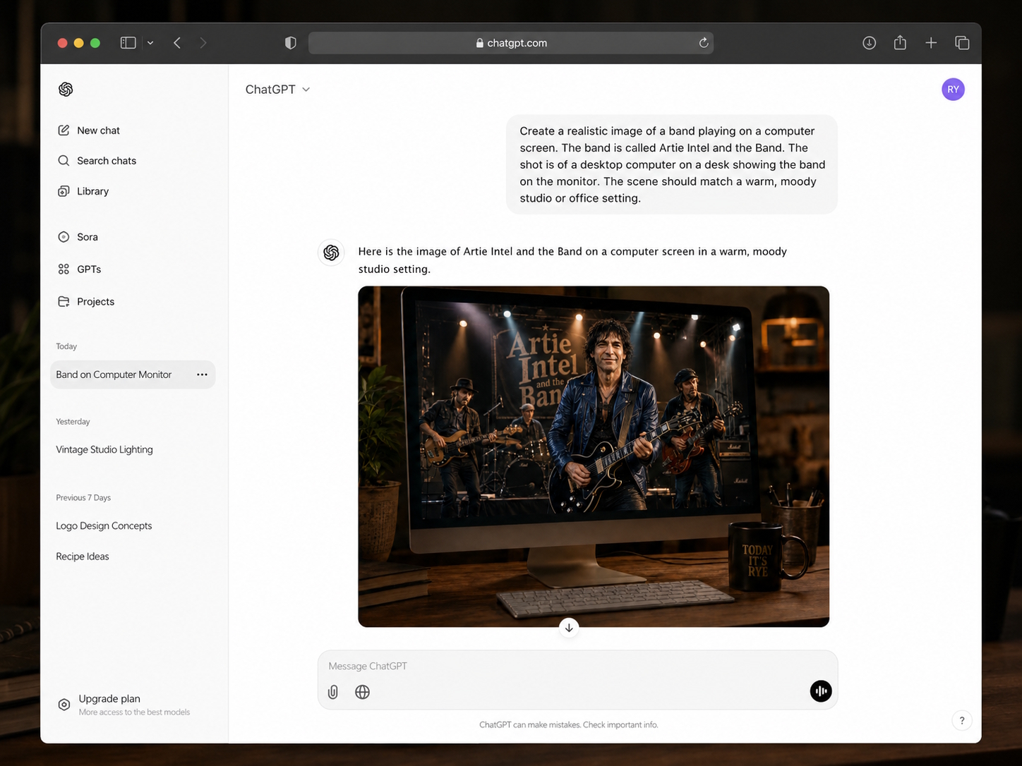 Artie Intel and the Band layout displayed on a desktop screen